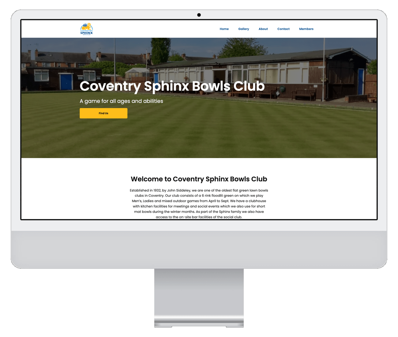 A screenshot of the Sphinx Bowls Club Coventry website